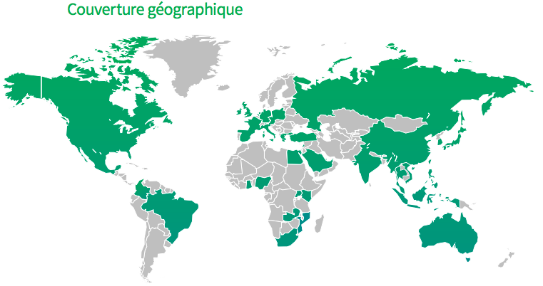 Couverture géographique des indices PMI de Markit